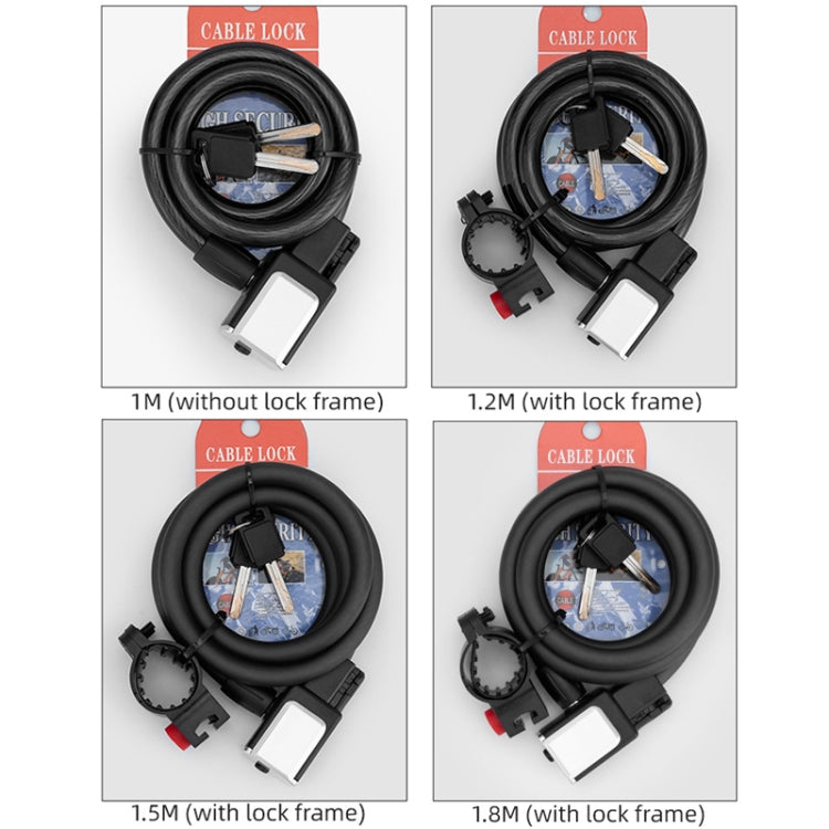BG-0518 Mountain Bike Portable Anti-Theft Bold Cable Lock, Length: 1.8m With Lock Frame by buy2fix