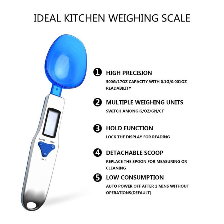 300g / 0.1g Kitchen Scale Electronic Measuring Spoon Scale With Three Spoons by buy2fix