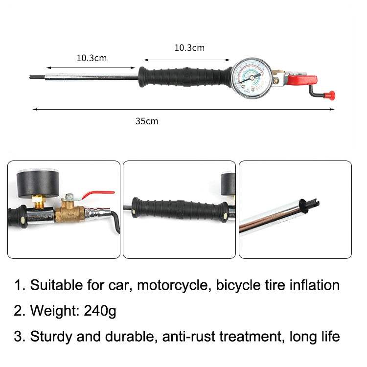 Car Tire Double-Ended Air Nozzle, Specification: Straight Handle With Gaselet - Other Tools by buy2fix | Online Shopping UK | buy2fix