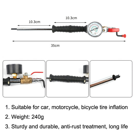 Car Tire Double-Ended Air Nozzle, Specification: Straight Handle With Gaselet - Other Tools by buy2fix | Online Shopping UK | buy2fix