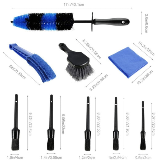9 PCS / Set Car Wash Detail Brush Short Shank Tire Brush - Car washing supplies by buy2fix | Online Shopping UK | buy2fix