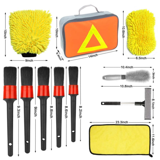 11 PCS / Set Soft Detail Brush Waterproof Car Wash Gloves - Car washing supplies by buy2fix | Online Shopping UK | buy2fix