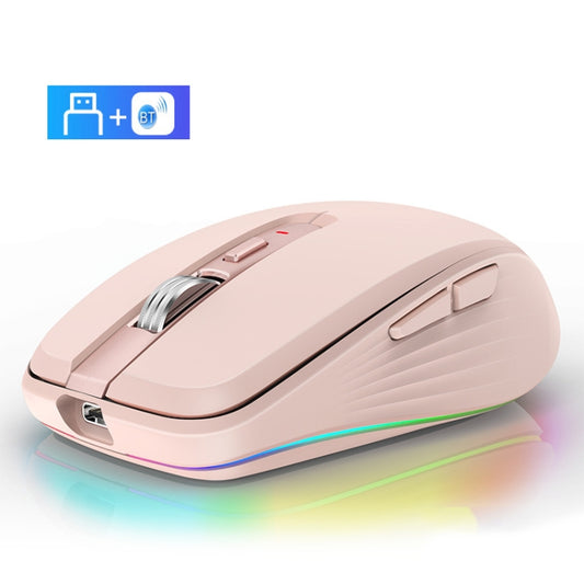 Fmouse M303 2400DPI Bluetooth&2.4G Dual Modes Rechargeable RGB Mouse(Pink) - Wireless Mice by Fmouse | Online Shopping UK | buy2fix