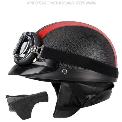BSDDP A0318 PU Helmet With Goggles, Size: One Size(Black Red) - Helmets by BSDDP | Online Shopping UK | buy2fix