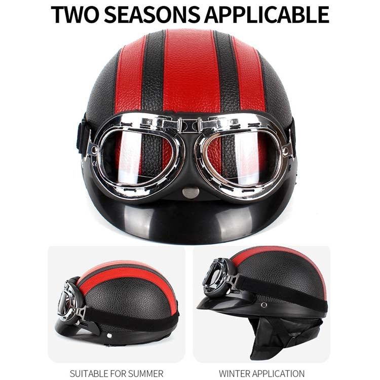 BSDDP A0318 PU Helmet With Goggles, Size: One Size(Black Pink) - Helmets by BSDDP | Online Shopping UK | buy2fix