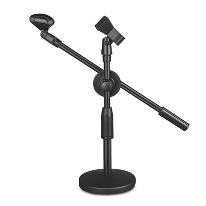 LKT-300 30-65cm Full Metal Disc Base Dual Microphone Stand,Size: 160mm Base - Stand by buy2fix | Online Shopping UK | buy2fix