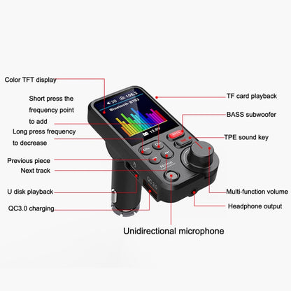 BT93 Color Screen Car MP3 Bluetooth Player(Black) - Bluetooth Car Kits by buy2fix | Online Shopping UK | buy2fix
