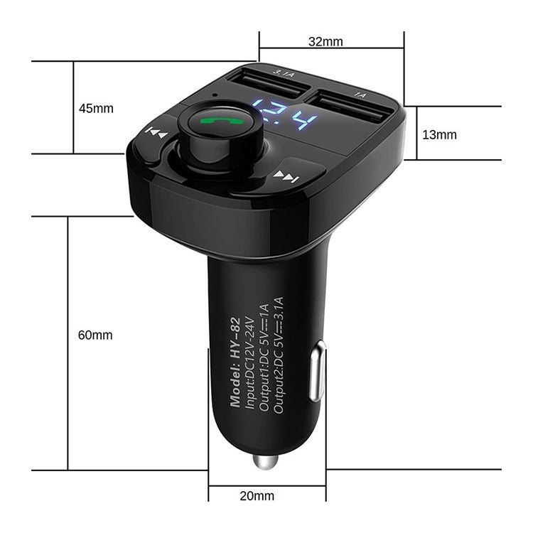HY82 Car MP3 Bluetooth Receiver Dual USB Car Charger, Specification: Fast Charge Version - Car Charger by buy2fix | Online Shopping UK | buy2fix