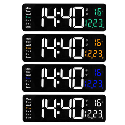 6626 Living Room Wall-Mounted Large Screen Display LED Digital Clock, Color: Green Temperature - Wall Clock by buy2fix | Online Shopping UK | buy2fix