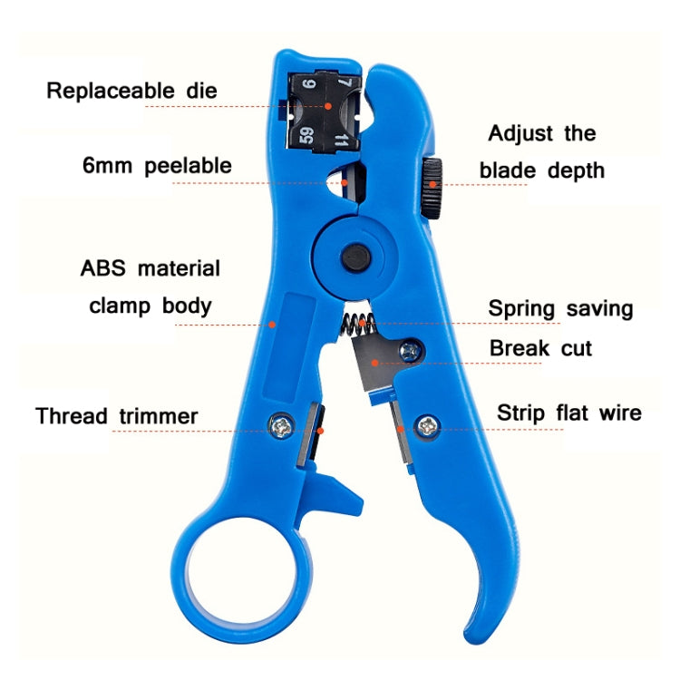 Electrician Multifunctional Coaxial Cable Stripper(Blue PE Bag) by buy2fix
