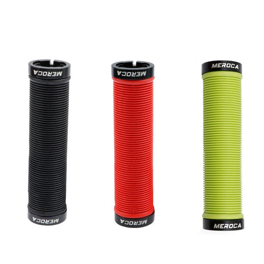 MEROCA Mountain Bike Anti-slip Shock Absorber Riding Grip Cover, Style: Bilateral Lock Thread ME15 Black - Bicycle Grips by MEROCA | Online Shopping UK | buy2fix