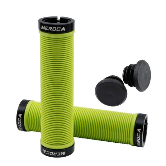 MEROCA Mountain Bike Anti-slip Shock Absorber Riding Grip Cover, Style: Bilateral Lock Thread ME15 Green - Bicycle Grips by MEROCA | Online Shopping UK | buy2fix