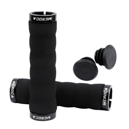 MEROCA Mountain Bike Anti-slip Shock Absorber Riding Grip Cover, Style: Bilateral Lock Sponge ME30 Black - Bicycle Grips by MEROCA | Online Shopping UK | buy2fix