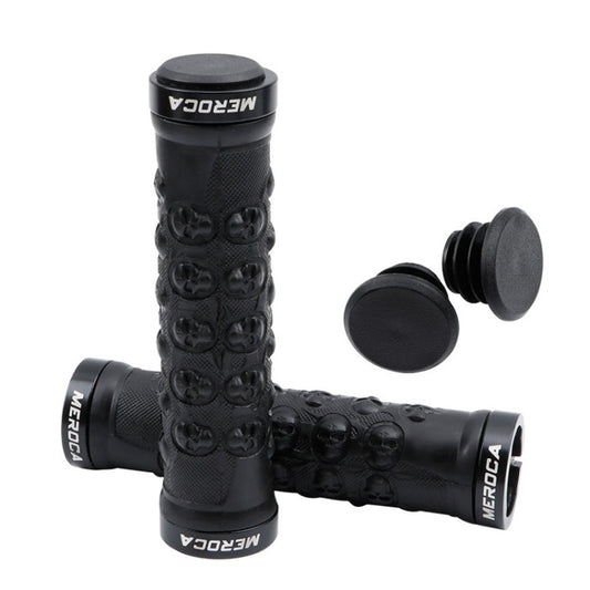 MEROCA Mountain Bike Anti-slip Shock Absorber Riding Grip Cover, Style: Bilateral Lock Skull ME23 Black - Bicycle Grips by MEROCA | Online Shopping UK | buy2fix