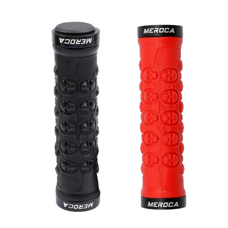 MEROCA Mountain Bike Anti-slip Shock Absorber Riding Grip Cover, Style: Bilateral Lock Skull ME23 Black - Bicycle Grips by MEROCA | Online Shopping UK | buy2fix