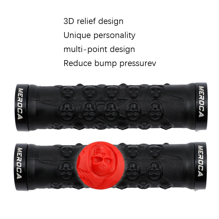 MEROCA Mountain Bike Anti-slip Shock Absorber Riding Grip Cover, Style: Bilateral Lock Skull ME23 Black - Bicycle Grips by MEROCA | Online Shopping UK | buy2fix