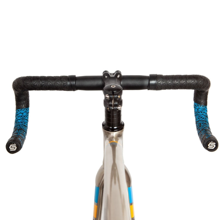 JH085 Chrysanthemum Pattern Shock Absorption Gradient Color Bicycle Handlebar(Black Bottom White Print) by buy2fix