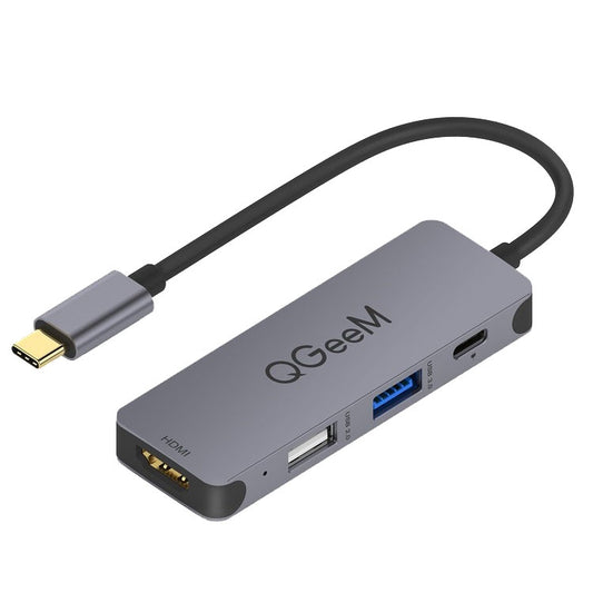 QGeeM UH04-1 4 In 1 USB 3.0 Multifunction Type-C Extension HUB Adapter(Silver Gray) by buy2fix