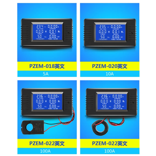 Peacefair English Version Multifunctional AC Digital Display Power Monitor, 100A (Closed CT) - Current & Voltage Tester by Peacefair | Online Shopping UK | buy2fix