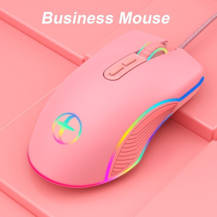 E32 7 Keys 3200 DPI Pink Girls RGB Glowing Wired Mouse Gaming Mouse, Interface: Type-C by buy2fix