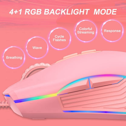 E32 7 Keys 3200 DPI Pink Girls RGB Glowing Wired Mouse Gaming Mouse, Interface: Type-C by buy2fix