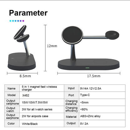 X452 3 in 1 Multifunctional 15W Wireless Charger with Night Light Function(Black) - Wireless Charger by buy2fix | Online Shopping UK | buy2fix