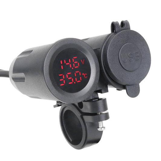 Motorcycle Modified With Bracket Dual USB 3.1A Charging With Temperature Voltage Bracket(Red Light) - Battery Charger by buy2fix | Online Shopping UK | buy2fix