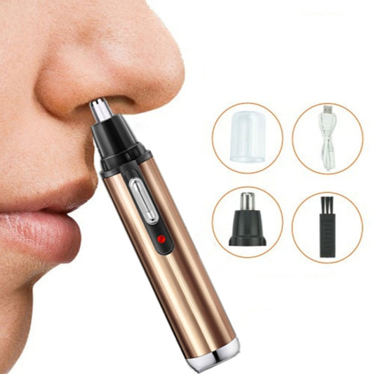 Electric Nose Hair Trimmer USB Rechargeable Eyebrow Trimmer Shaver( Gold) - Shavers & Accessories by buy2fix | Online Shopping UK | buy2fix