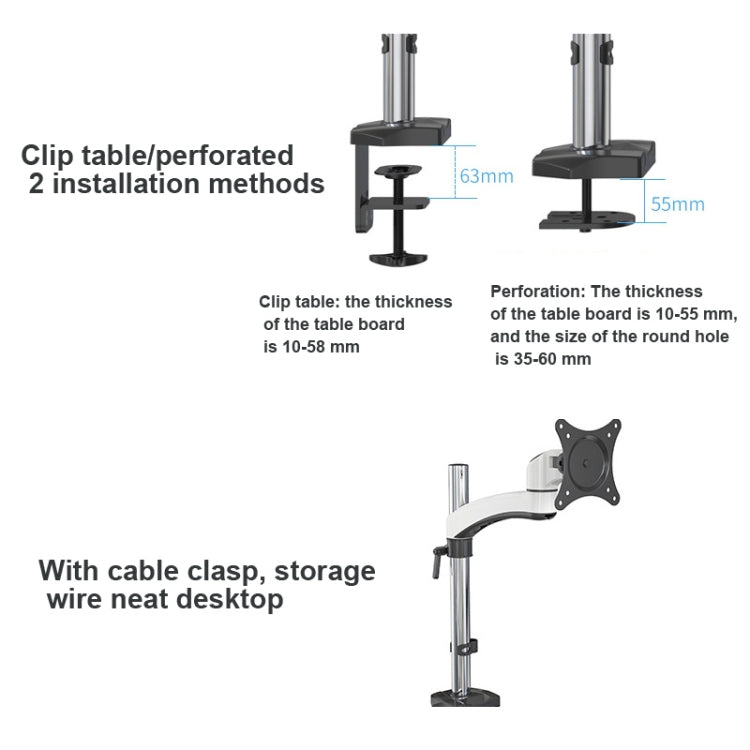 Gibbon Mounts FE112 Aluminum Alloy Lifting and Rotating LCD Computer Monitor Bracket( Clip Table) - Laptop Stand by buy2fix | Online Shopping UK | buy2fix
