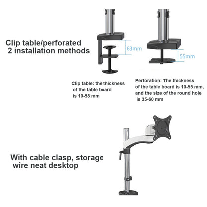 Gibbon Mounts FE112 Aluminum Alloy Lifting and Rotating LCD Computer Monitor Bracket( Clip Table) - Laptop Stand by buy2fix | Online Shopping UK | buy2fix