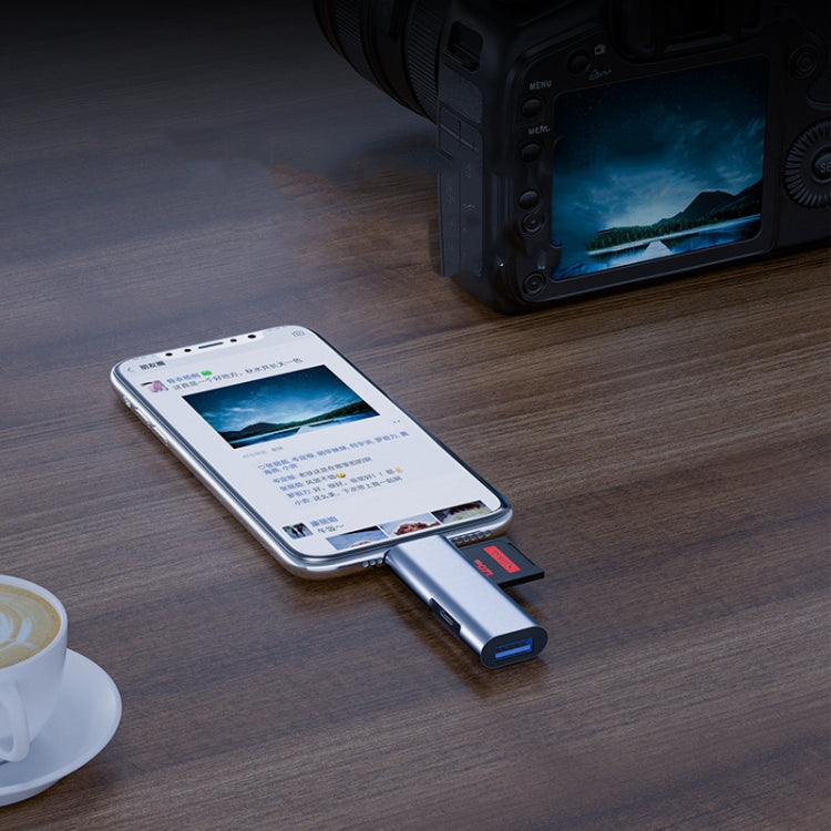 TYPE-C Multifunctional Phone Card Reader(Dark Gray) by buy2fix