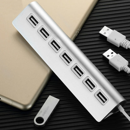 THL059 USB2.0 7 In 1 Aluminum Alloy HUB(7 Ports) by buy2fix