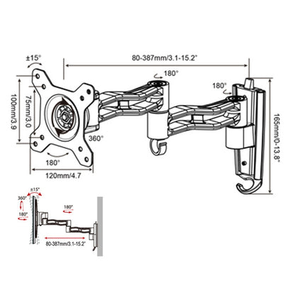 Gibbon Mounts L33 Monitor Bracket Wall Mounting Telescopic Rotating Aluminum Alloy TV Hanger - TV Brackets & Mounts by Gibbon Mounts | Online Shopping UK | buy2fix