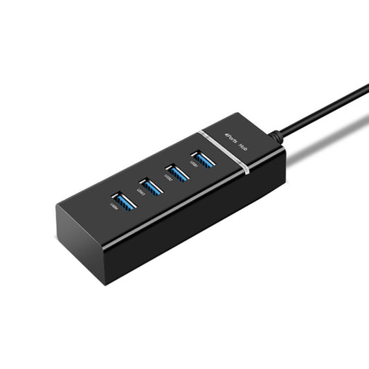 4 X USB 2.0 Ports HUB Converter, Cable Length: 15cm,Style： With Light Bar Black by buy2fix