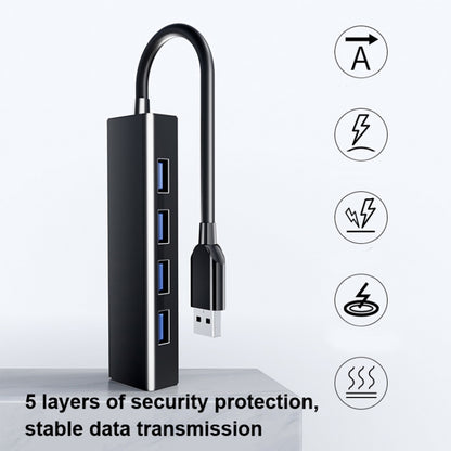 4 X USB 2.0 Ports HUB Converter, Cable Length: 15cm,Style： With Light Bar Black by buy2fix