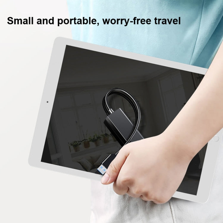 4 X USB 2.0 Ports HUB Converter, Cable Length: 15cm,Style： With Light Bar Black by buy2fix