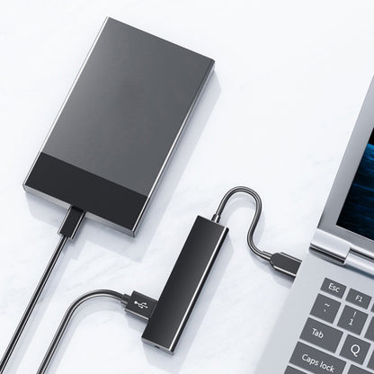 4 X USB 2.0 Ports HUB Converter, Cable Length: 15cm,Style： With Light Bar Black by buy2fix