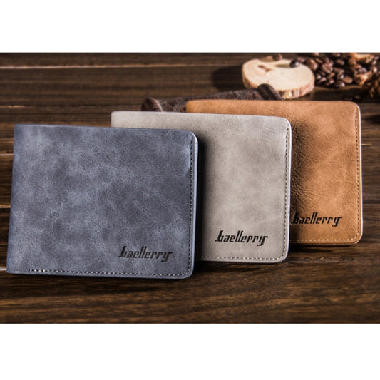 Baellerry BLR1152 Men Short Wallet Vintage Frosted Two Fold Wallet(Coffee Horizontal) - Wallets by Baellerry | Online Shopping UK | buy2fix