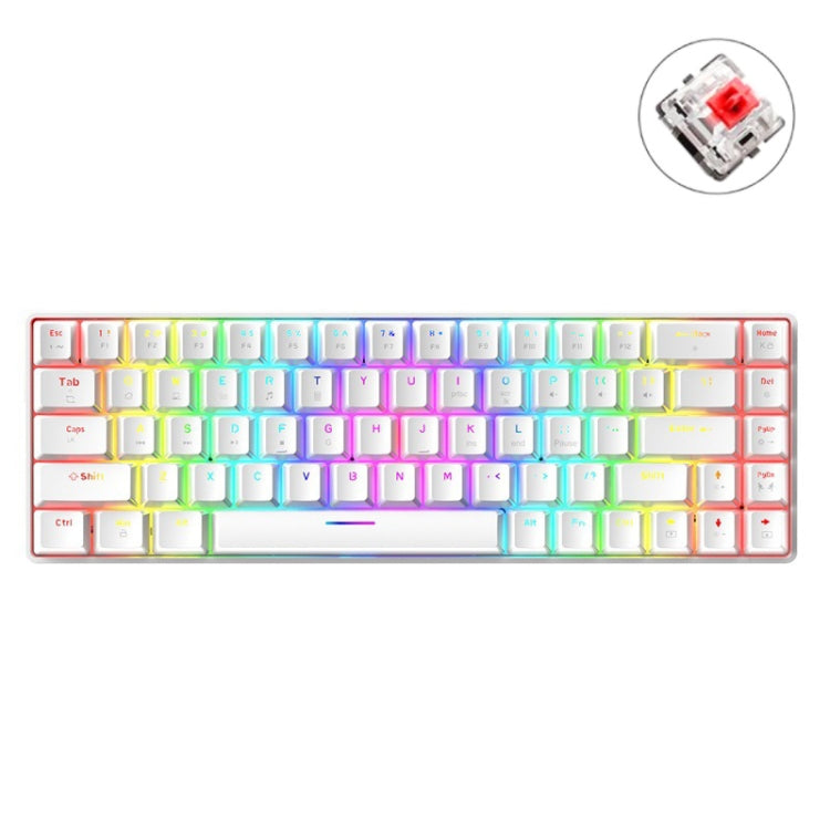 ZIYOU LANG T8 68 Keys RGB Luminous Gaming Mechanical Keyboard, Cable Length:1.6m(White Red Shaft) by ZIYOU LANG
