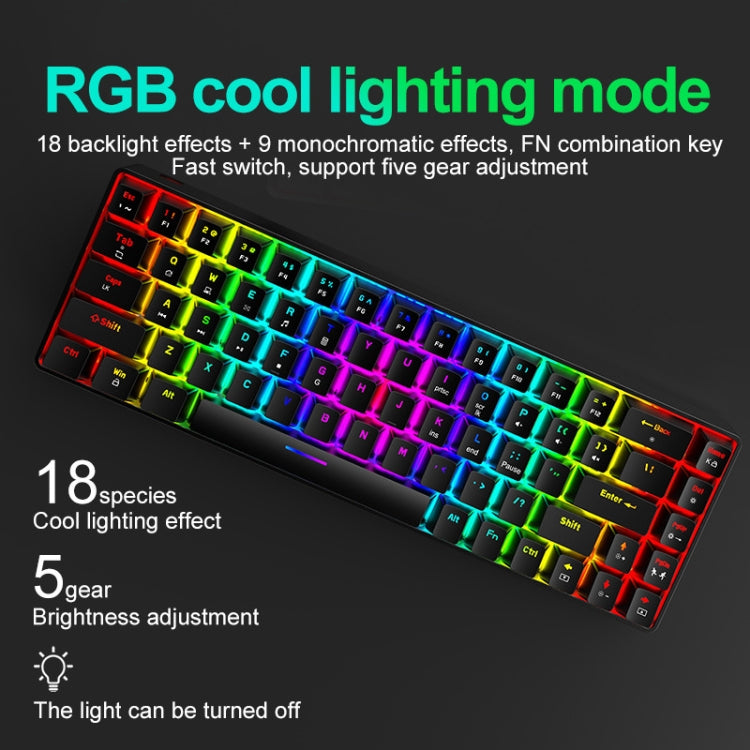 ZIYOU LANG T8 68 Keys RGB Luminous Gaming Mechanical Keyboard, Cable Length:1.6m(White Red Shaft) by ZIYOU LANG