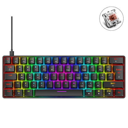 ZIYOU LANG T60 62-Key RGB Luminous Mechanical Wired Keyboard, Cable Length:1.5m(Black Tea Shaft) by ZIYOU LANG