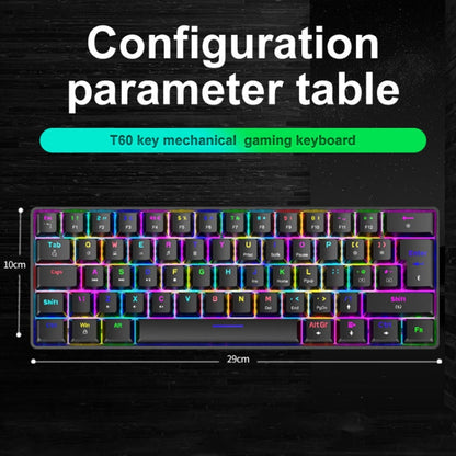 ZIYOU LANG T60 62-Key RGB Luminous Mechanical Wired Keyboard, Cable Length:1.5m(Black Tea Shaft) by ZIYOU LANG