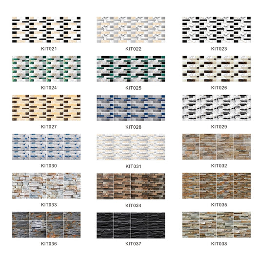 12 PCS 10 x 20cm Brick Pattern Crystal Film Glossy Tile Sticker Floor Sticker(Kit037) - Wall Tile Stickers by buy2fix | Online Shopping UK | buy2fix