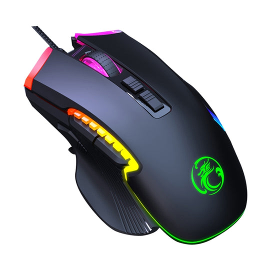 Souris de jeu filaire programmable à éclairage RVB IMICE T70 à 8 boutons 7200 DPI, longueur du câble: 1,8 m (noir)