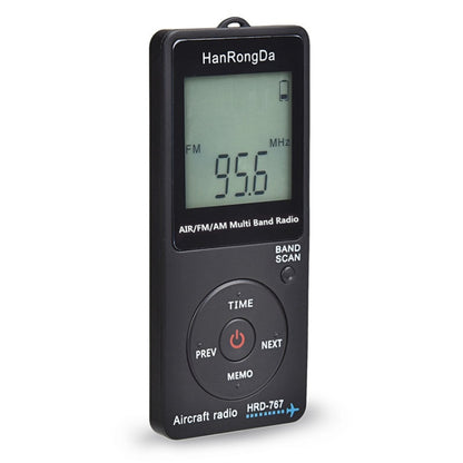 HanRongDa Mini Aviation Band Radio Can Set Automatic Shutdown FM, AM, AIR Radio(Black) - Radio Player by buy2fix | Online Shopping UK | buy2fix