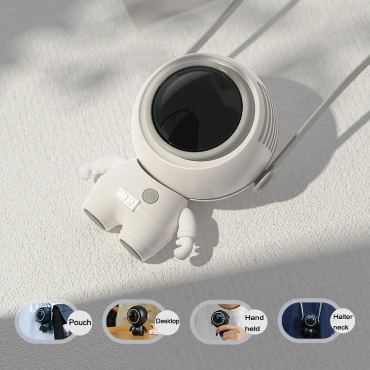 MF040 Mini Portable Leafless USB Hanging Neck Handheld Spaceman Fan(Black) - Electric Fans by buy2fix | Online Shopping UK | buy2fix