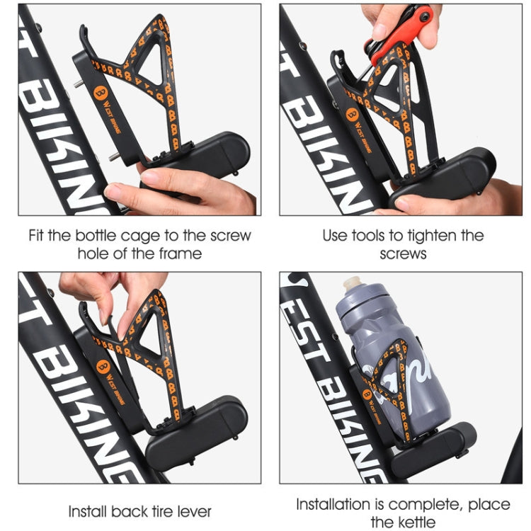 WEST BIKING Bicycle Multifunctional Bottle Cage Tire Lever Tool Box(Black Orange) by buy2fix