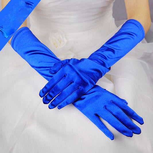 1pair Bride Gloves Satin Long Vintage Travel Sunscreen Dress Wedding Gloves(Royal Blue) - Others by buy2fix | Online Shopping UK | buy2fix