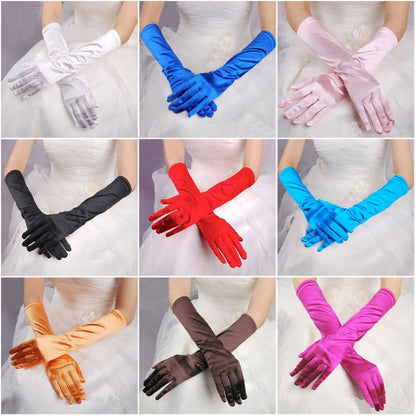 1pair Bride Gloves Satin Long Vintage Travel Sunscreen Dress Wedding Gloves(Champagne) - Others by buy2fix | Online Shopping UK | buy2fix