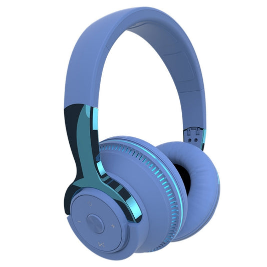 H2 Colorful Luminous Subwoofer Folding Retractable Card Wireless Bluetooth Headset(Blue) - Headset & Headphone by buy2fix | Online Shopping UK | buy2fix